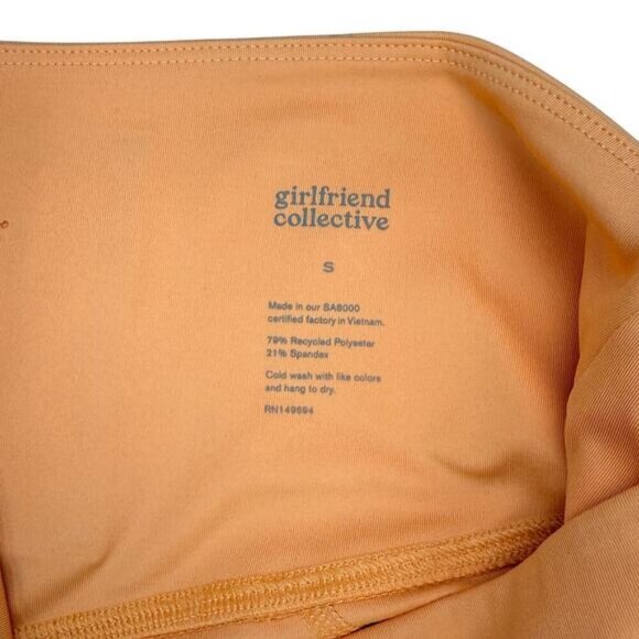 GIRLFRIEND COLLECTIVE High Rise Pocket Bike Short in Orange Sz Small - Picture 4 of 5